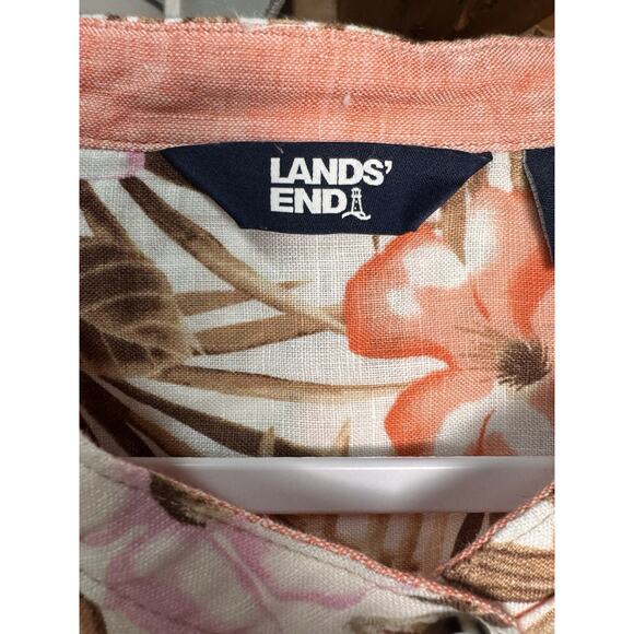 Lands End Womens Plus Size 2X White Tropic Palm Linen A Line Tunic Top Blouse - Picture 7 of 11